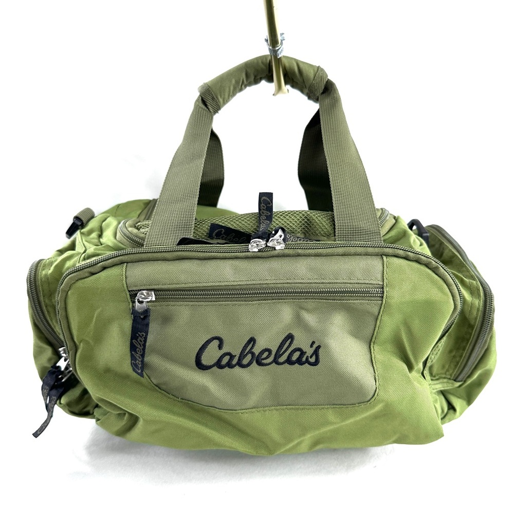 Cabelas Green Nylon Small Gear Duffle Bag Outdoor Camping Fishing Carry On